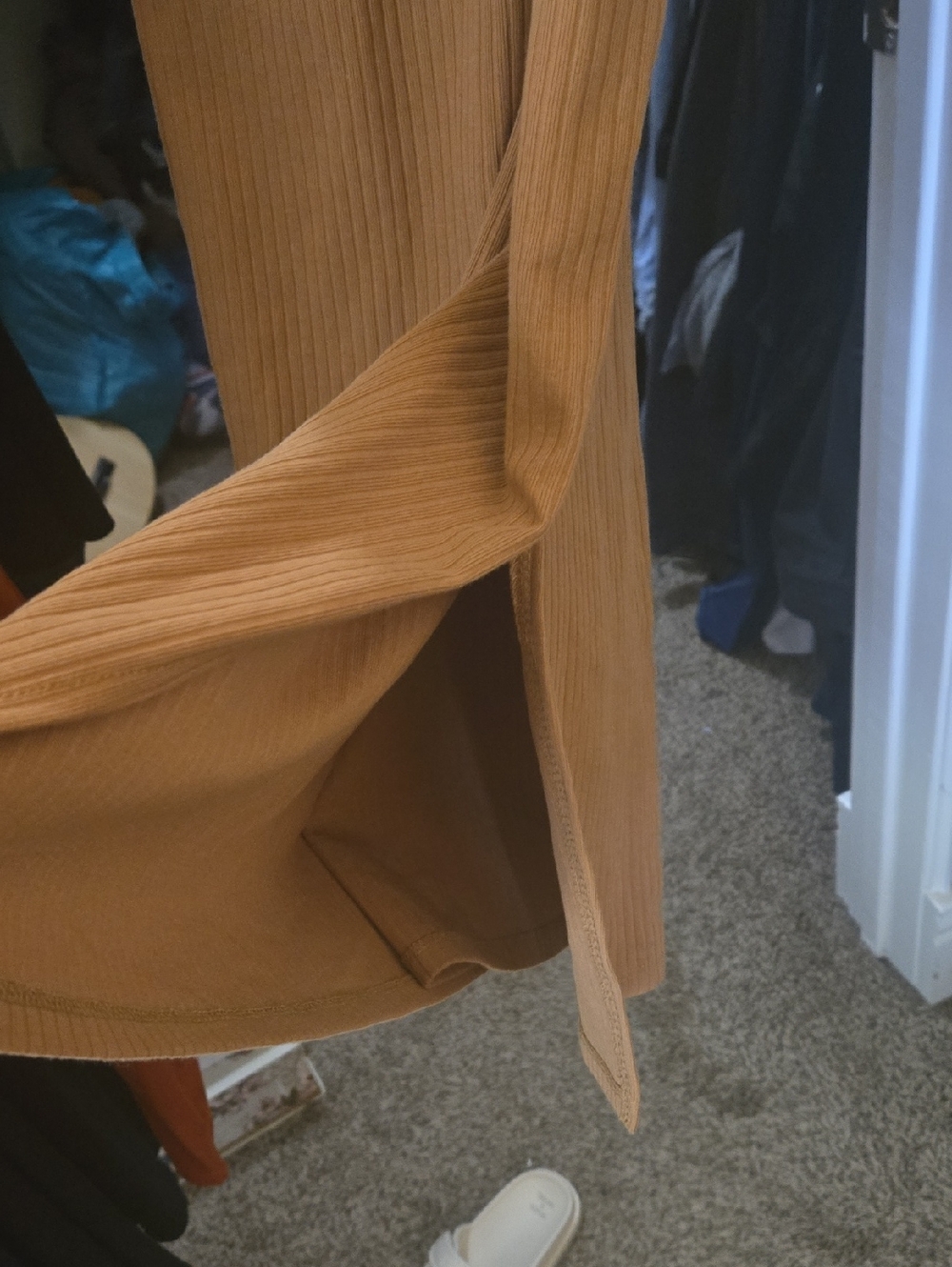 Ribbed Sleeveless/Open Back Midi Dress in Camel - Picture 5 of 5